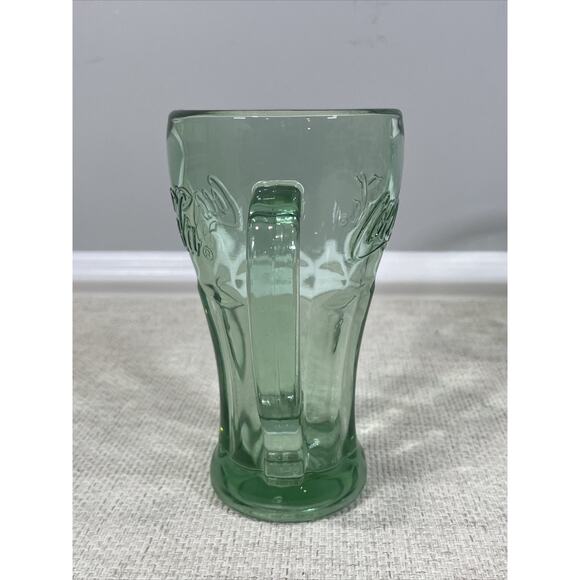 Vintage Libbey Coca Cola Green Glass Mugs W/ Handle Heavy 14 Oz Set of 2 - Picture 4 of 16